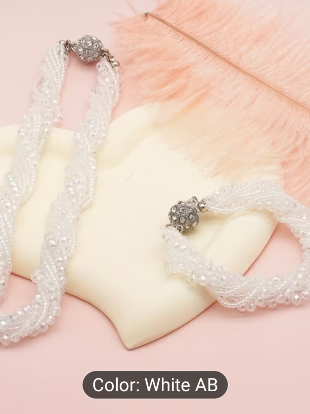2pcs Luxury Colorful Multi-layer Artificial Crystal Choker Necklace Bracelet